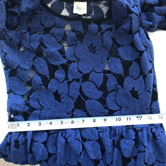 Sparrow, Blue Flocked Lace 2 piece Dress Small - Picture 7 of 8